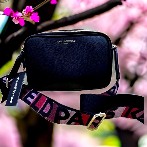 Karl Largerfeld Paris Handbags - Karl Lagerfeld Paris NWT Black Faux Leather Small Camera Crossbody Bag (P046)